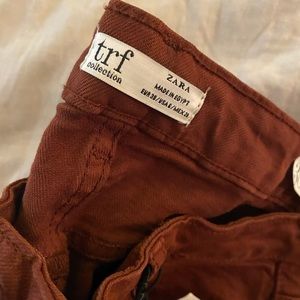 Zara rust colored denim. Frayed ends.
